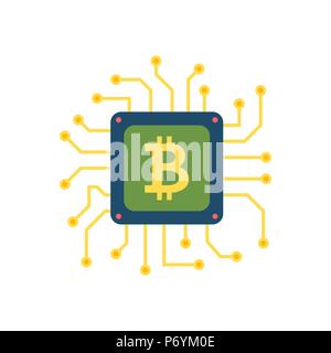 CPU Mining piatto icona Vettore Illustrazione Vettoriale