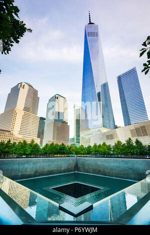 National September 11th Memorial, Manhattan, New York, Stati Uniti d'America Foto Stock
