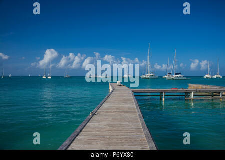 Isole Vergini Britanniche, Anegada, il punto di impostazione, jetty Foto Stock