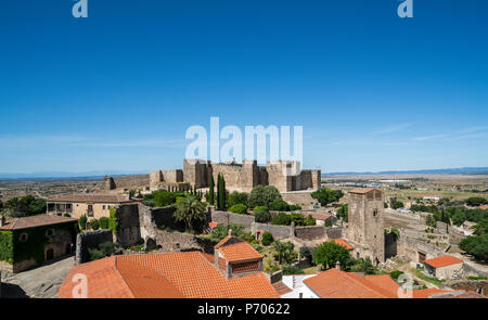 Vista panoramica del castello di Trujillo. Trujillo, Estremadura, Spagna Foto Stock