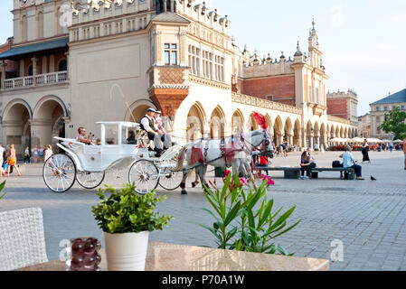 Panno Hall nella piazza principale, Cracovia in Polonia,l'Europa. Foto Stock