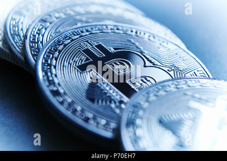Close up Bitcoins Foto Stock
