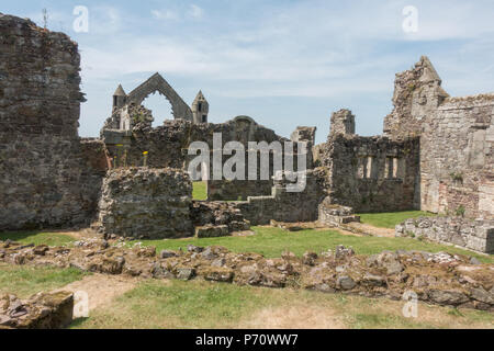 English Heritage Site Haughmond Abbey rovine sulla periferia di Shrewsbury, Shropshire, Luglio 2018 Foto Stock