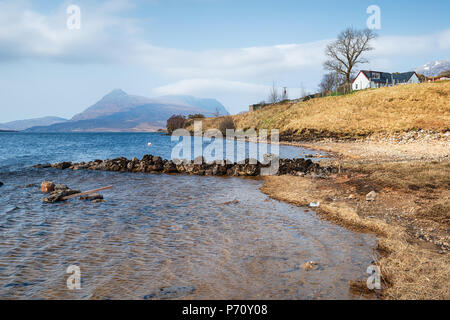 Loch Assynt nel lontano nord della Scozia Foto Stock