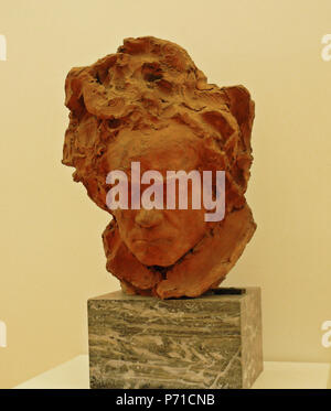 Français : Antoine Bourdelle, Buste de Ludwig van Beethoven, terre crue et fer sur zoccolo en bois peint en faux marbre, Musée d'Art Moderne et Contemporain de Strasbourg. 1903 10 Antoine Bourdelle-Beethoven (1) Foto Stock