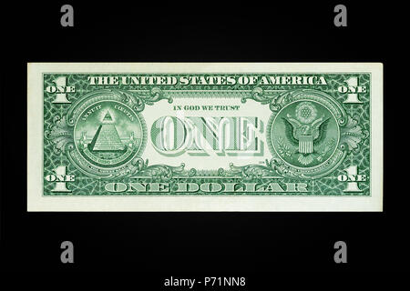 Noi uno dollar nota in retromarcia Foto Stock