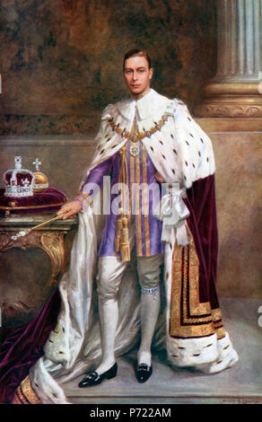 Inglese: Basato su off il ritratto di Edward VIII come egli abdicò e un ritratto di George era necessario. 1 Gennaio 1936 17 George VI ritratto - 1936 Foto Stock