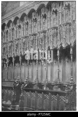 Inglese: platea, Cattedrale di Manchester. 1910 84 sculture in legno in inglese chiese II-062 Foto Stock