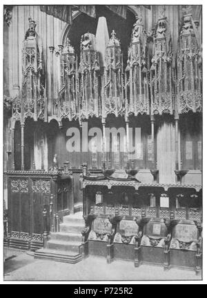 Inglese: bancarelle in Henry il settimo la cappella a Westminster Abbey. 1910 85 sculture in legno in inglese chiese II-131 Foto Stock