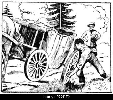 Slovenščina: Ilustracija Jožeta Beranka za slikanico Josipa Podmilšaka Žalost in veselje, Slovenski dom 1941 . 1941 7 BeranekZV370 Foto Stock