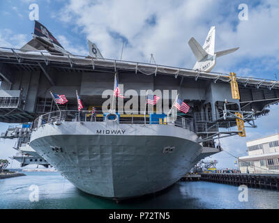 USS Midway, San Diego, California. Foto Stock