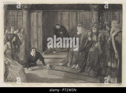 . Inglese: Frazione all'Adelphi, il gioco scena . Il disegno di legge Hamlet 3, scena 2-play-nel-l-play variamente denominato "Murther di Gonzago' e 'l'Mousetrap'-in Otho Stuart la produzione presso la Adelphi Theatre nel 1905. Persone raffigurate: Orazio, Ofelia, Principe Hamlet, primo giocatore, il secondo giocatore, Gertrude, re di Claudius e Polonius - personaggi nel gioco persone raffigurate: H.R. Hignet, Lily Brayton, Harry Brodribb Irving, H. Grimwood, Henry Kitts, Maud Milton, Oscar Asche e E. Lyall Swete - attori nella produzione raffigurato . 1905 5 frazione all'Adelphi, il gioco scena - BA Foto Stock