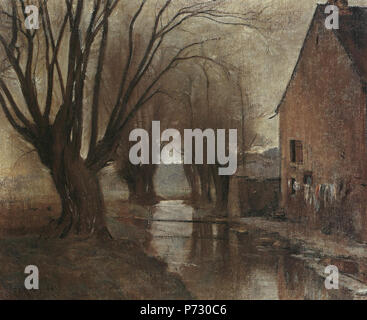 Français : 1941. Huile. 66 x 80 cm. Signé et daté en bas à gauche. Collezione privée. (Ouvrage numérisé) Lëtzebuergesch: 1941. Ueleg. 66 x 80 cm. Ënnerschrëft un Datum lénks ënne. Privatsammlung. (Wierk gescannt) . 1941 23 Jean-Pierre Beckius, Mertert, Moulin (1941). Foto Stock