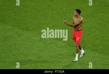 Mosca, Russia. 03 Luglio, 2018. Calcio, FIFA World Cup, round di 16, Colombia vs Inghilterra al Spartak Stadium. L'Inghilterra del Jesse Lingard. Credito: Christian Charisius/dpa/Alamy Live News Foto Stock