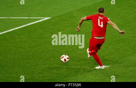 Mosca, Russia. 03 Luglio, 2018. Calcio, FIFA World Cup, round di 16, Colombia vs Inghilterra al Spartak Stadium. L'Inghilterra del Eric Dier. Credito: Christian Charisius/dpa/Alamy Live News Foto Stock