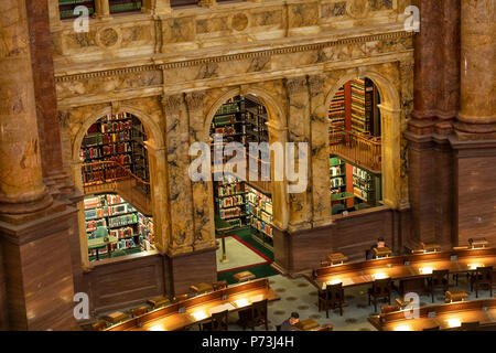 La principale sala Reagind. La Biblioteca del Congresso. Washington DC, Stati Uniti d'America Foto Stock