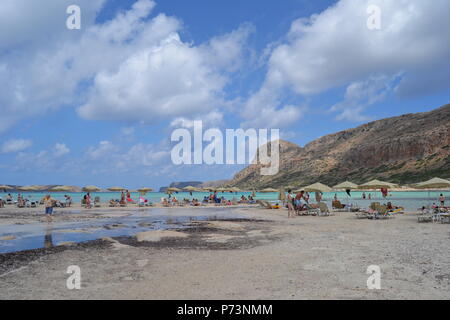 Bellissima spiaggia di Balos, Penisola di Gramvousa, Creta, Grecia Foto Stock
