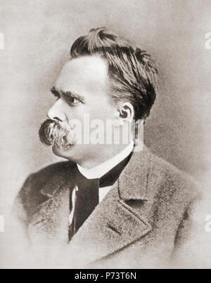 Friedrich Wilhelm Nietzsche, 1844 - 1900. Filosofo tedesco, culturale critico, compositore, poeta, filologo e un Latino e Greco studioso. Dopo una stampa contemporanea. Foto Stock