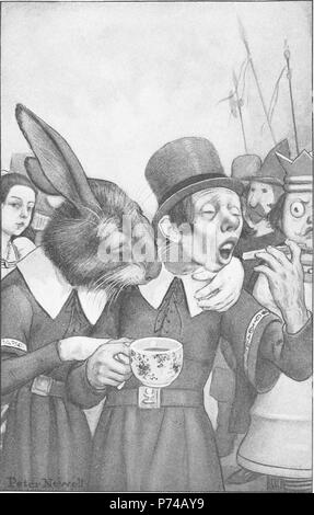 Inglese: ''Come stai, caro bambino che è andato sull'. Illustrazione di Peter Newell a 'attraverso il Looking-Glass e quello che Alice vi trovarono', Capitolo "Il Leone e il bufalo' . 1902 185 Peter Newell - attraverso lo specchio e quello che Alice vi trovarono 1902 - pagina 138 Foto Stock