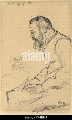 . Deutsch: Ferdinand Hodler zeichnend (Genf 1911) 1911 3 Emil Orlik Ferdinand Hodler zeichnend Foto Stock