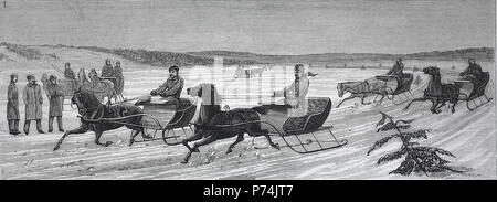 Sport invernali a Halifax, Nova Scotia, trotto partita sul ghiaccio, digitale riproduzione migliorata da un originale stampa da l'anno 1881 Foto Stock