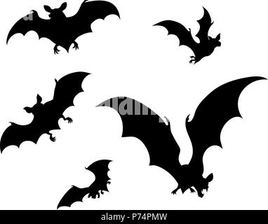 Pipistrelli di Halloween Silhouette Illustrazione Vettoriale