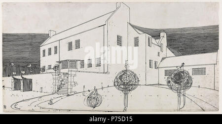 Inglese: il disegno di una casa vicino a Glasgow progettato da Mackintosh . 1900 34 Disegno per 'Windy Hill' Foto Stock
