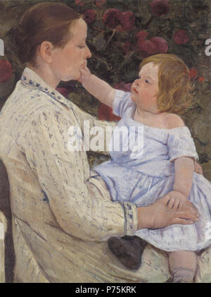 . Inglese: bambino la carezza circa 1890 163 Mary Cassatt - 'bambino la carezza", olio su tela, c. 1890, Honolulu Academy of Arts Foto Stock