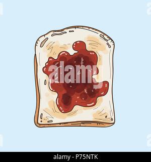 Carino illustrazione di toast semplice colazione su sfondo color pastello. Illustrazione Vettoriale
