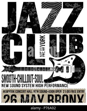 Jazz club concert music poster progettazione grafica tee Illustrazione Vettoriale