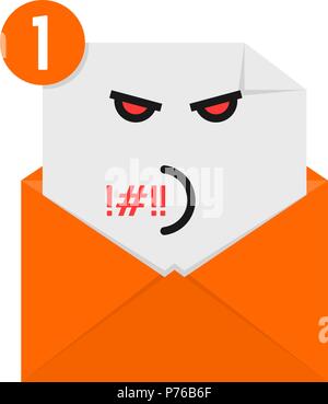 Rude gli Emoji in arancione lettera notifica Illustrazione Vettoriale