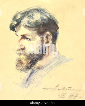 Cap de Brbat ("testa di un uomo"), semnat dreapta jos în creion, acuarel, 6 datat XI 1917, 22x18.5cm . 1917 209 SabinPoppCapdeBarbat Foto Stock
