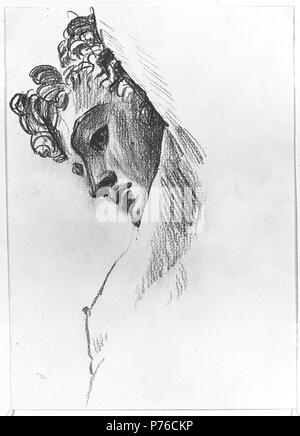 Inglese: Testa di Cellini 'Perseo' Loggia dei Lanzi, Firenze Grafite su off-white carta intessuta di 17,7 cm x 12,6 cm, effettiva Fogg Art Museum, dono della sig.ra Francesco Ormond, 1937.8.112 . tra circa 1909 e circa 1910 148 John Singer Sargent testa del Cellini il Perseo Foto Stock