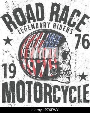 Motociclo casco con cranio Illustrazione Vettoriale