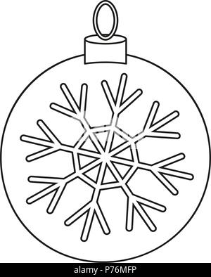 Line art in bianco e nero PALLA DI NATALE Illustrazione Vettoriale
