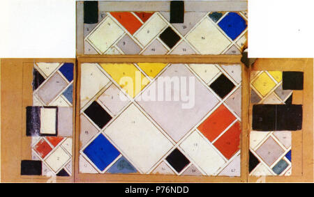 . Il design del colore per le pareti e il soffitto del Ciné-Dancing in the Aubette tra settembre 1926 e ottobre 1927 221 Theo van Doesburg 014 prima del restauro Foto Stock