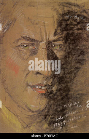 Polski: 'Mr. Hyde (autoportret)', pastello na papierze, 68 x 48,6 cm, il Muzeum Narodowe, Warszawa . 27 Aprile 1938 3 Witkacy-Mr. Hyde (autoportret) Foto Stock