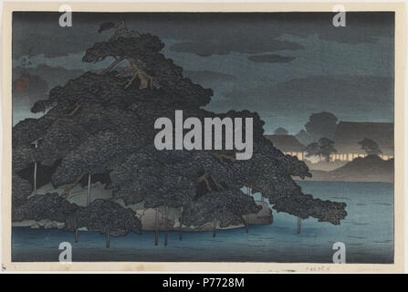 . :: Inglese Matsu no shima nella notte la pioggia del Mitsubishi villa di Fukagawa : 9 Pubblicato nel 1920 2 Brooklyn Museum - Untitled - Kawase Hasui Foto Stock