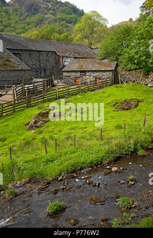 Yew Tree Farm (una volta di proprietà di Beatrix Potter) vicino a Coniston Lake District National Park Cumbria Inghilterra Regno Unito GB Gran Bretagna Foto Stock