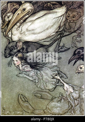 . Inglese: Alice nel Paese delle Meraviglie - La Piscina di lacrime 1907 3 Alice nel Paese delle Meraviglie da Arthur Rackham - 02 - La Piscina delle lacrime Foto Stock