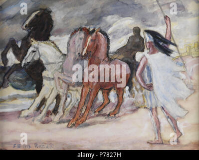 Quadriga, Gouache und schwarze Tusche sowie Deckfarben auf Karton, 24 x 32,5 cm. "5.XII.1917'. 5 Dicembre 1917 16 Hans von Faber du Faur Quadriga 1917 Foto Stock