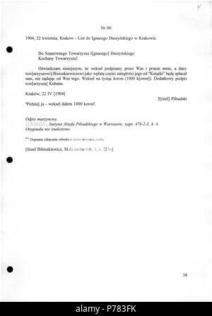 2 Józef Piłsudski - Elenco fare Ignacego Daszyńskiego - 701-001-100-004 Foto Stock