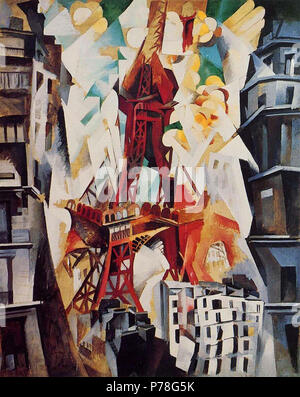 . Champs de Mars e la Torre Rossa . Inglese: Graphic Champs de Mars: La Tour Rouge. Tra il 1911-1923, Robert Delaunay. Olio su tela. L'Art Institute of Chicago. . 1911 8 Delaunay ChampDeMars Foto Stock