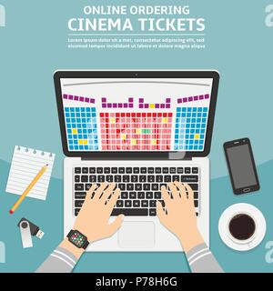 Cinema online biglietti per appartamento di design. Illustrazione Vettoriale. Illustrazione Vettoriale