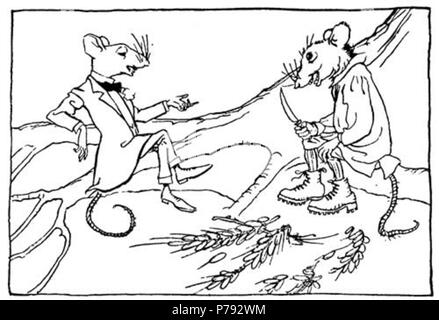 Inglese: Arthur Rackham dell'illustrazione in Esopo favole: una nuova traduzione da v.s. Vernon Jones (Londra, 1912) . 1912 48 Rackham mouse città e paese mouse Foto Stock