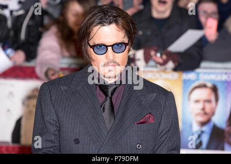 Londra,UK,Gennaio 2015, Johnny Depp, prima di Londra di 'Mortdecai', Leicester Square. Mariusz Goslicki/Alamy Foto Stock