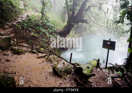 Borbollones in Rio Celeste, Vulcano Tenorio parco naturale, Costa Rica Foto Stock