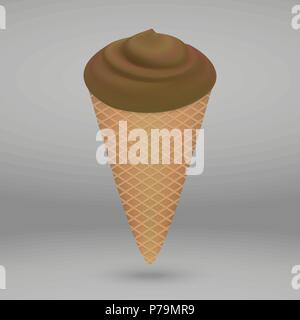Caffè al Cioccolato gelato in cono isolato Illustrazione Vettoriale