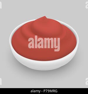 Tomato Ketchup Salsa nel recipiente isolato su sfondo bianco Illustrazione Vettoriale