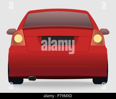 Auto rossa template vettoriale su sfondo bianco. Vista posteriore Illustrazione Vettoriale